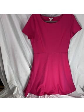 Talbots Fit & Flare Dress  Size 8 Short Sleeve  Cotton Pink Round Neck